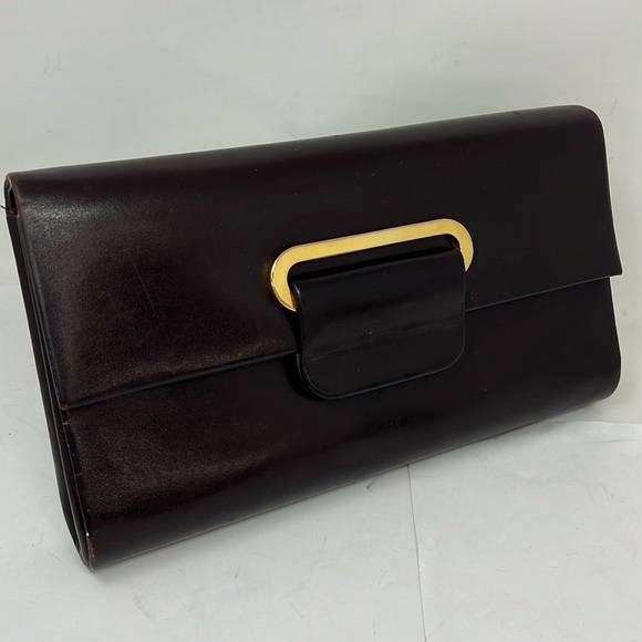 Rodo for Bonwit Teller Brown Smooth Italian Leather Clutch Shoulder Bag - Picture 3 of 15